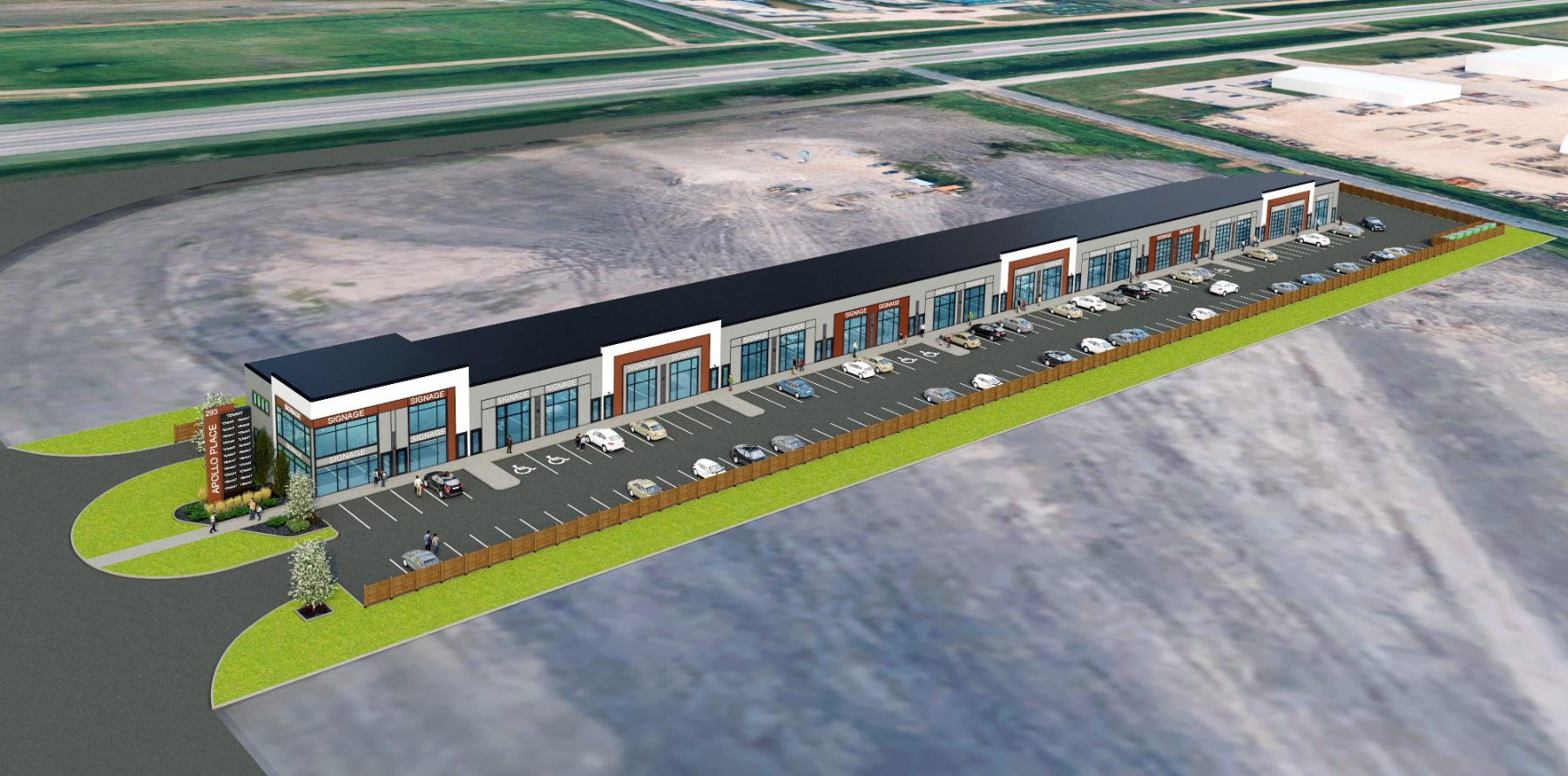 Apollo Place aerial rendering, front